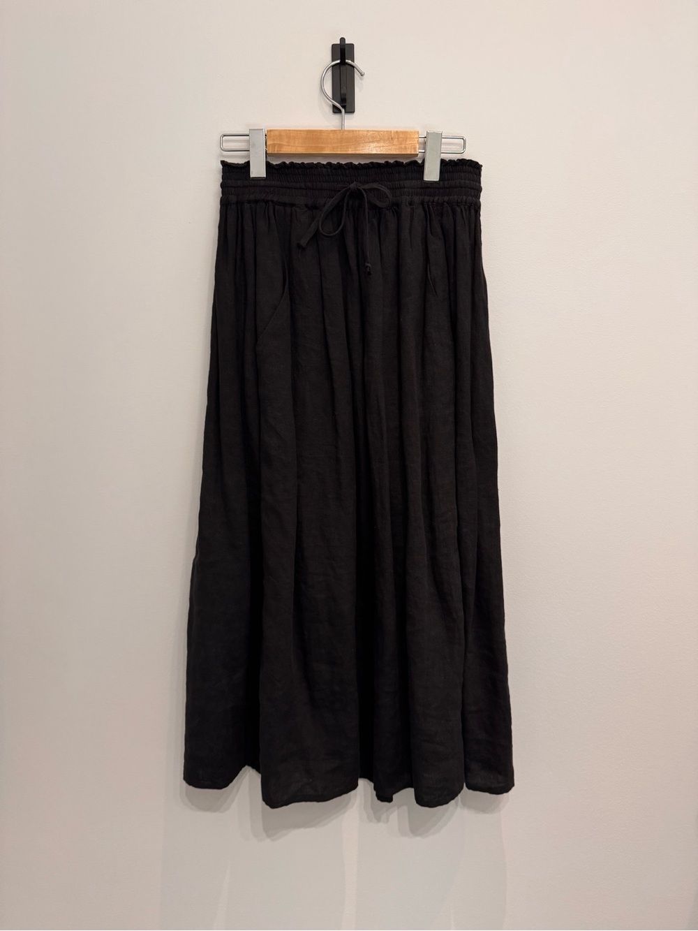 NAIF Montreal Black Maxi Skirt with Drawstring elastic Waist Small